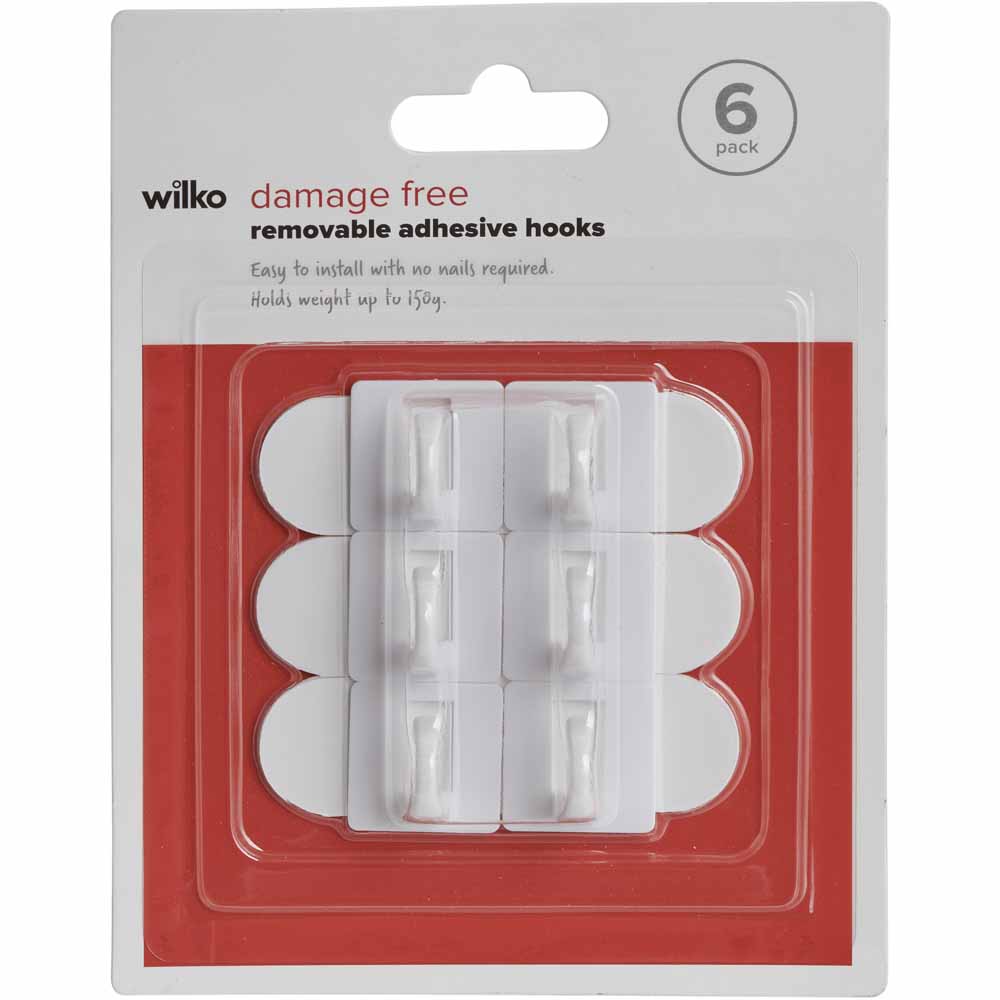 Wilko Damage Free Square Hooks 6 Pack Image