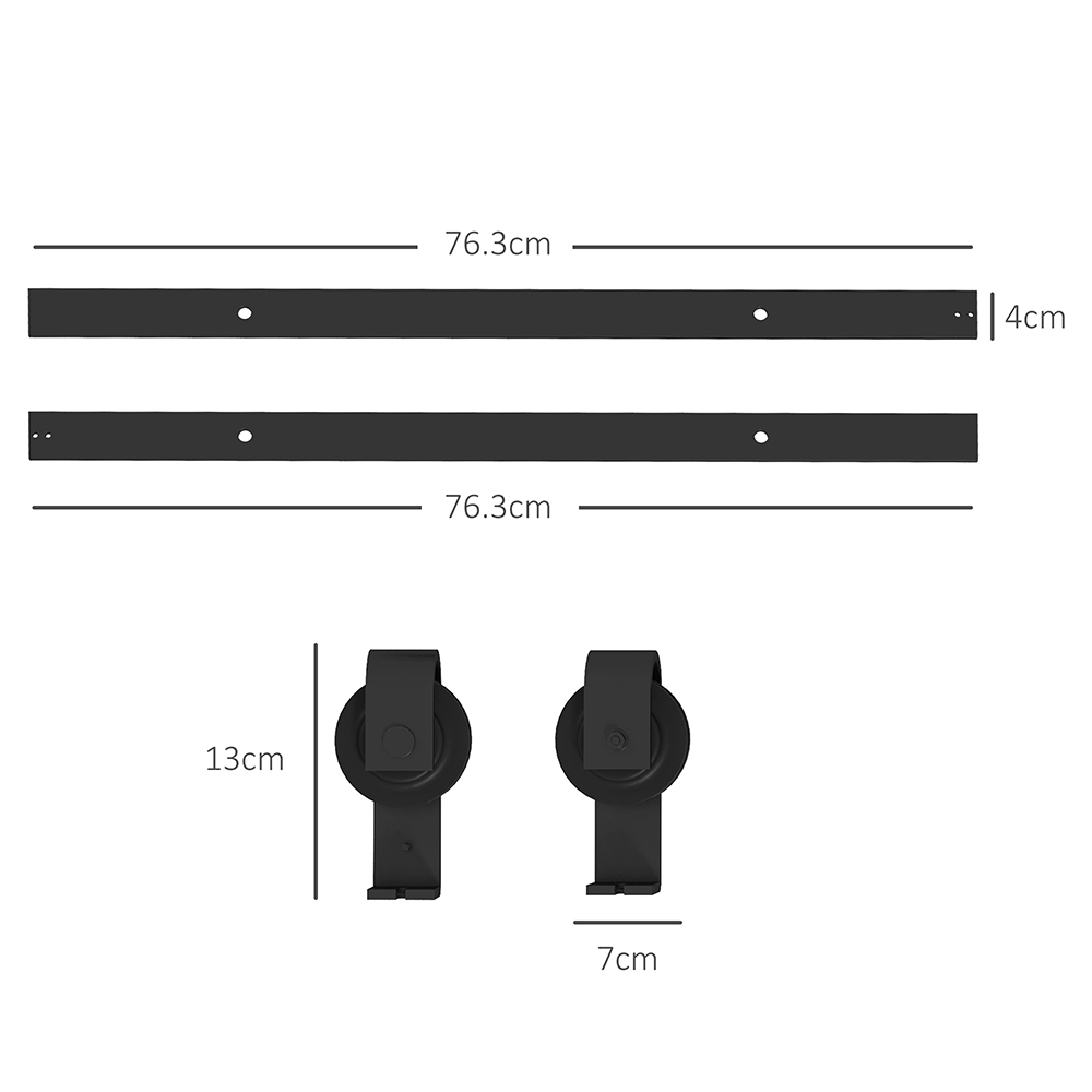 HOMCOM Bi-Folding Sliding Barn Door Hardware Kit Sliding Door Kit 5ft Image 9