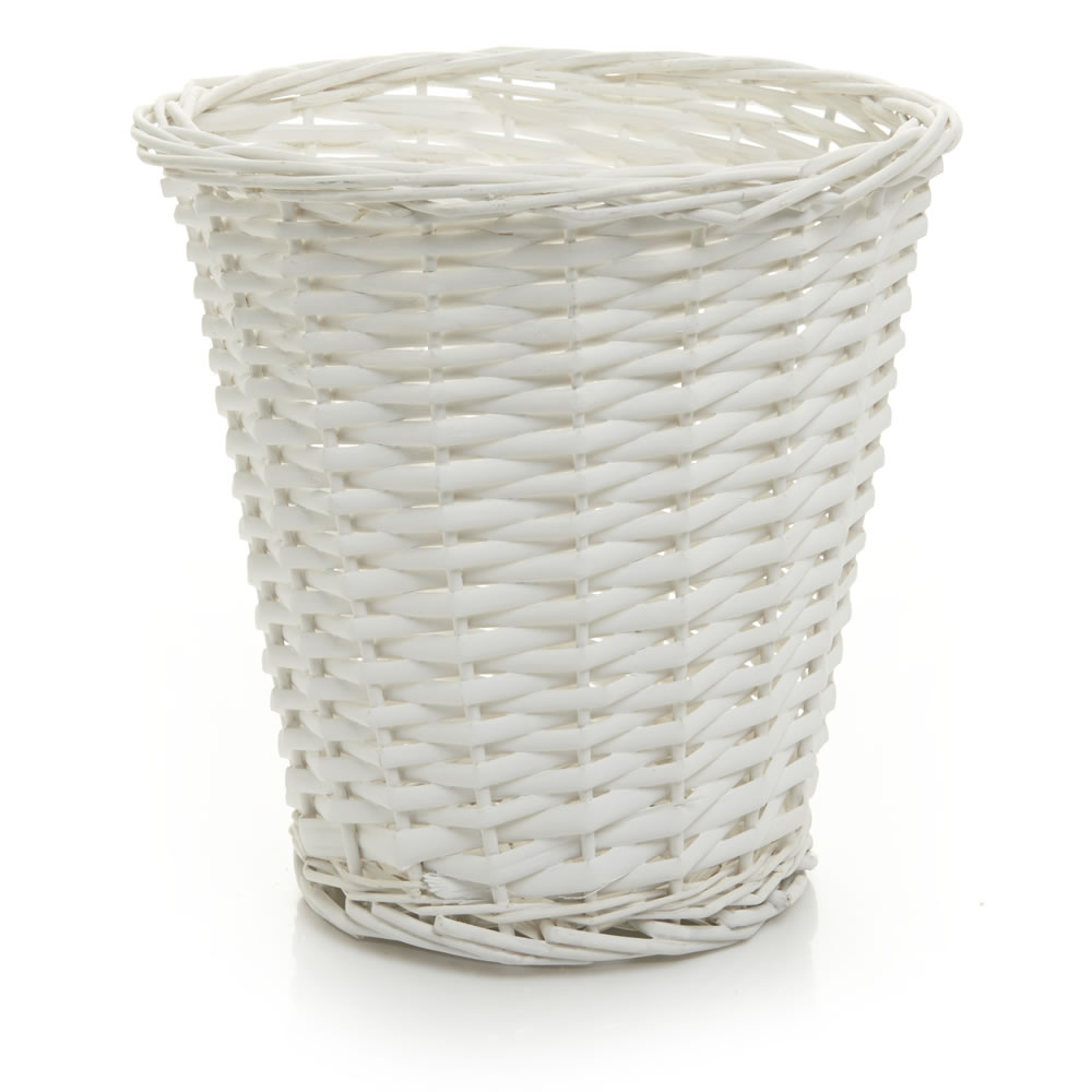 Wilko White Willow Waste Paper Bin Image