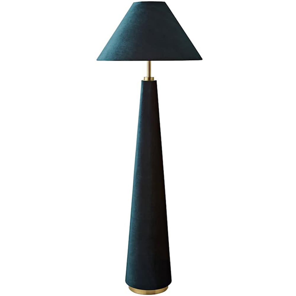 ValueLights Martha Conical Teal Velvet Midi Floor Lamp and Bulb Image 1