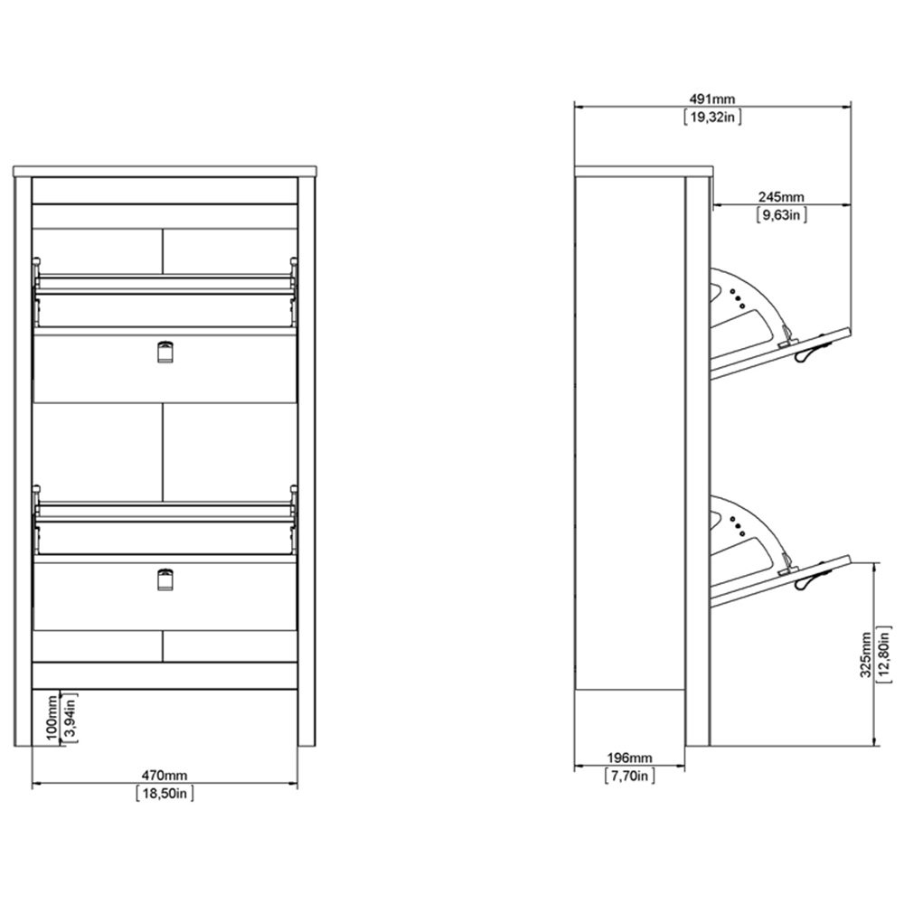 Florence Madrid 2 Flip Down Doors White Shoe Cabinet Image 7