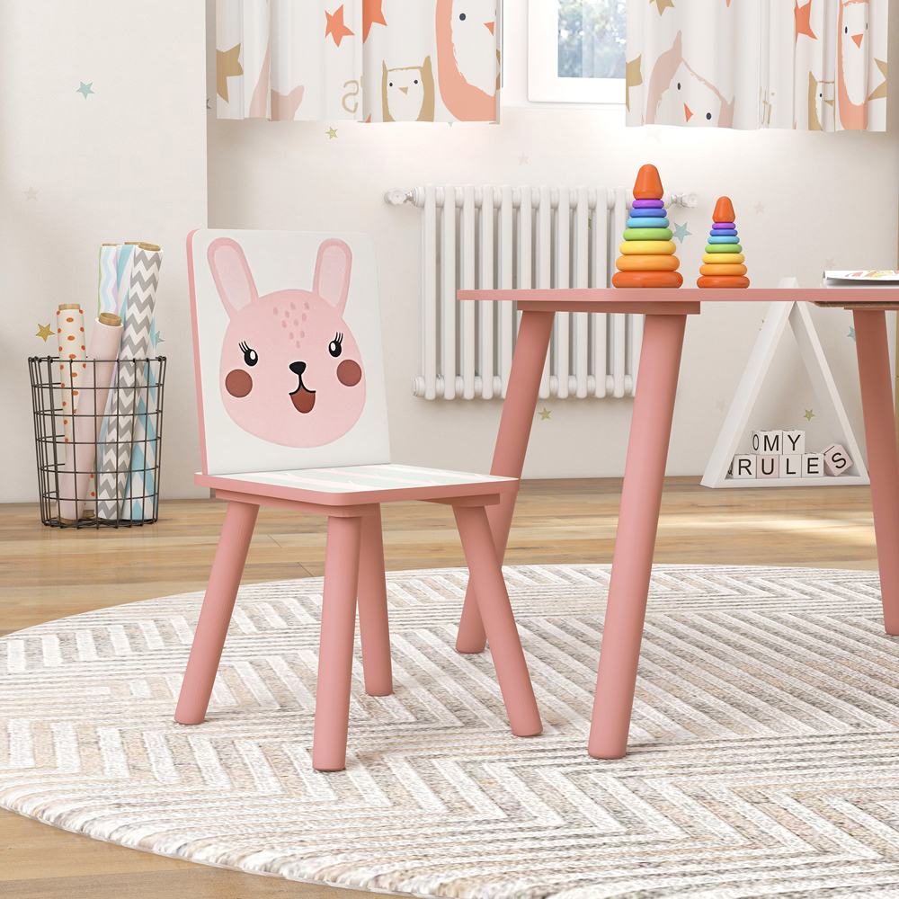 Playful Haven 3 Piece Pink Kids Table and Chair Set Image 2