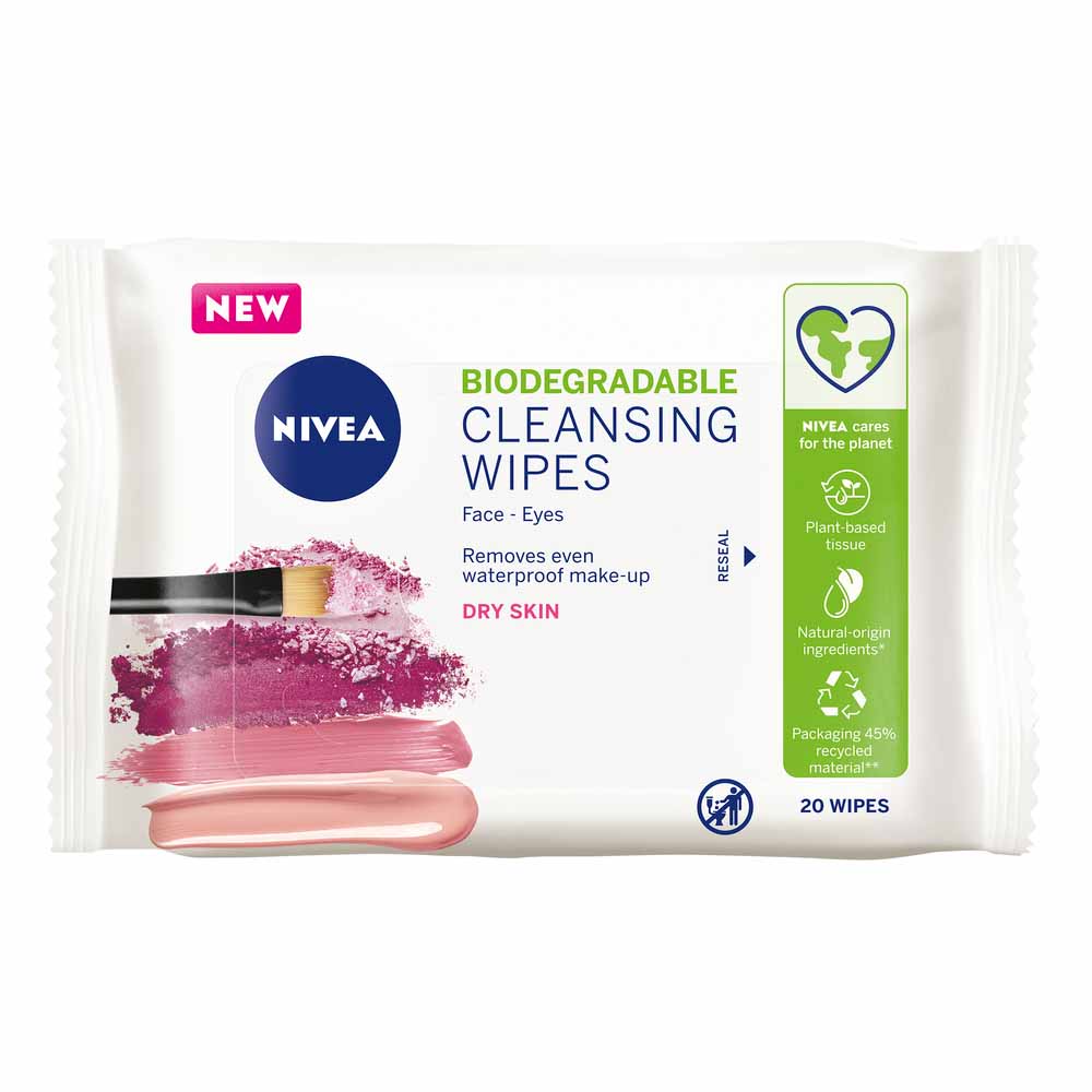 Nivea Biodegradable Cleansing Wipes Dry Skin 20 Pack Image