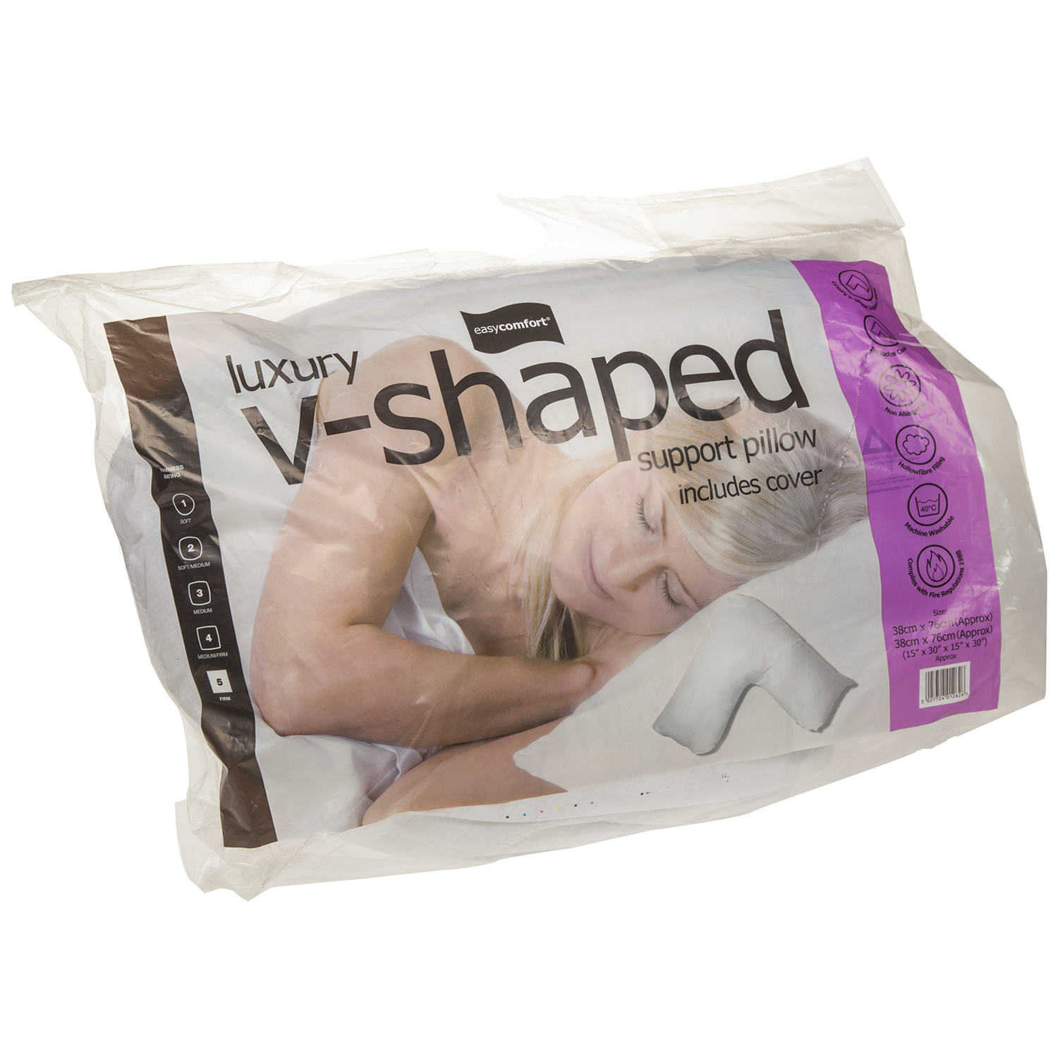 Easy Comfort White V Shape Pillow with Case Image 1