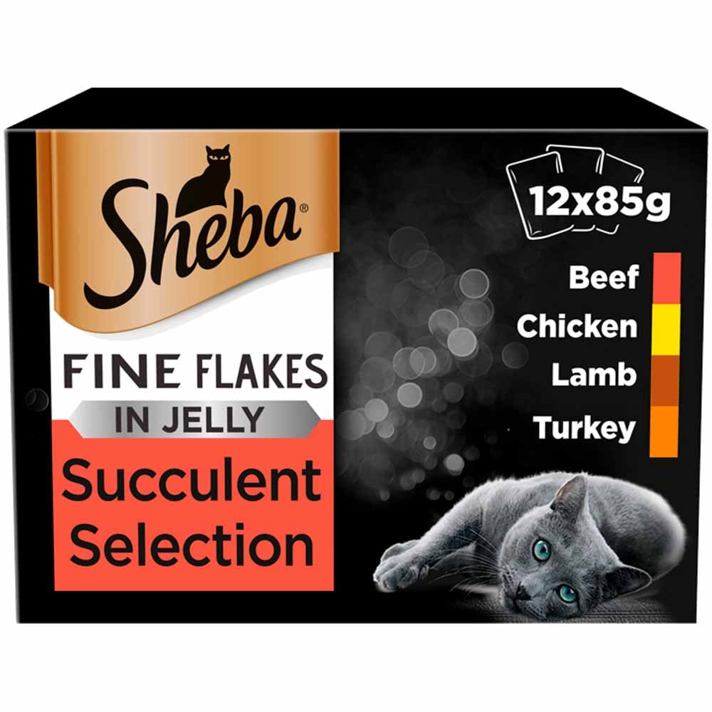 Sheba Fine Flakes Succulent Selection in Jelly Cat Food Pouches 85g Case of 4 x 12 Pack Image 2
