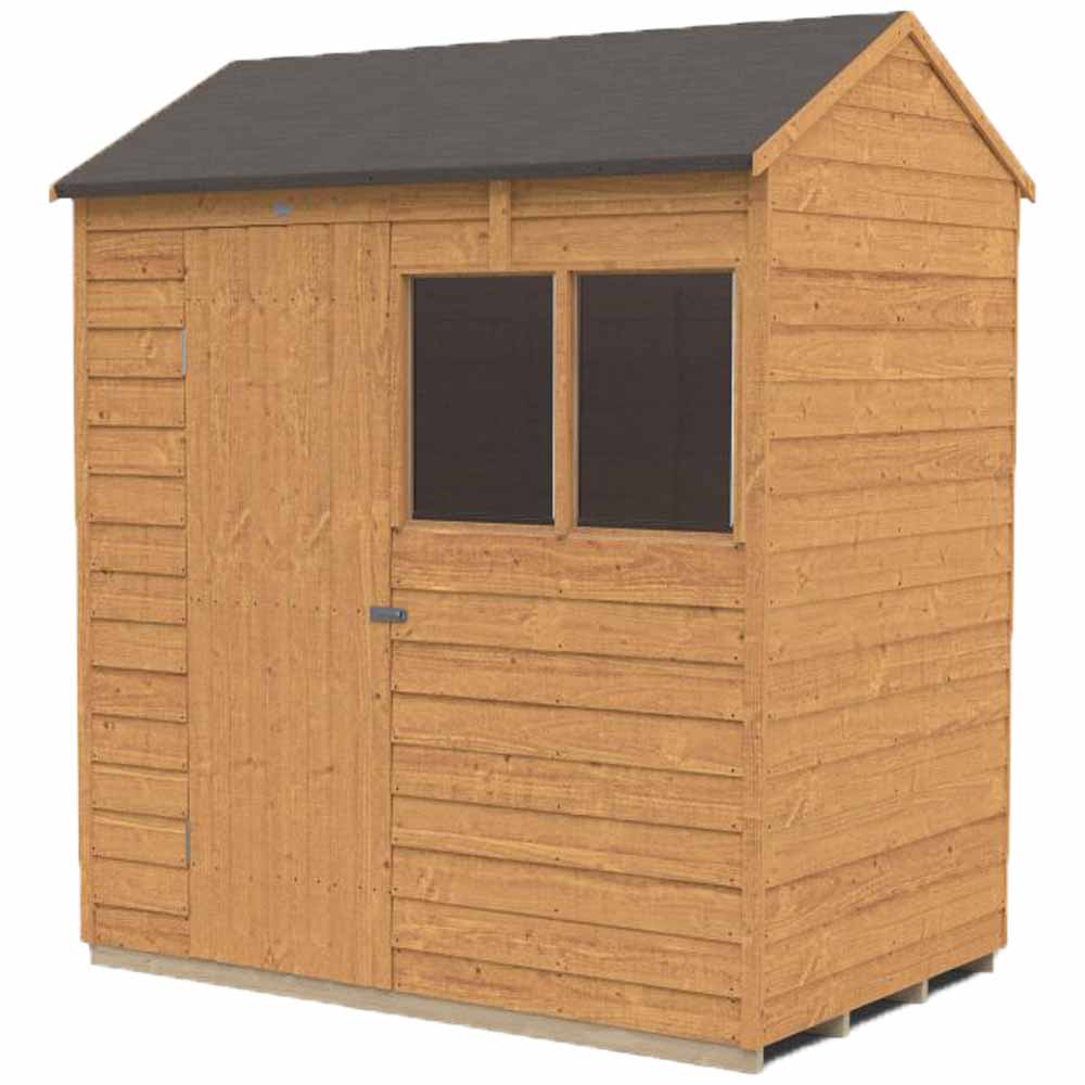 Forest Garden 6 x 4ft Overlap Dip Treated Reverse Apex Garden Shed Image 2