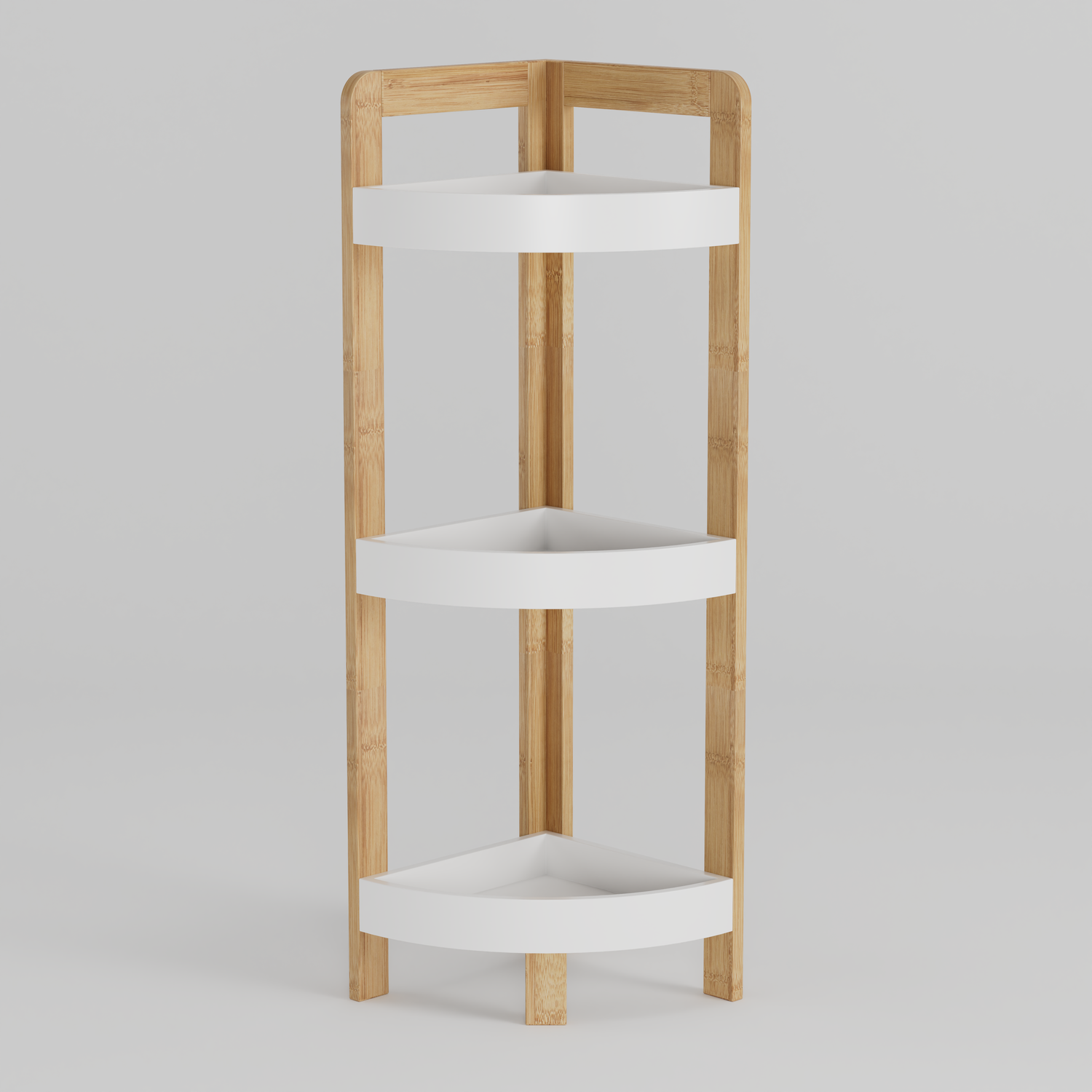 Bamboo Corner Caddy White and Wood Image 3