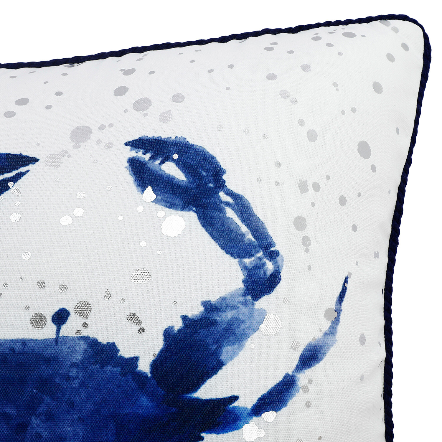 Crab Piped Edge Cushion - Blue Image 2