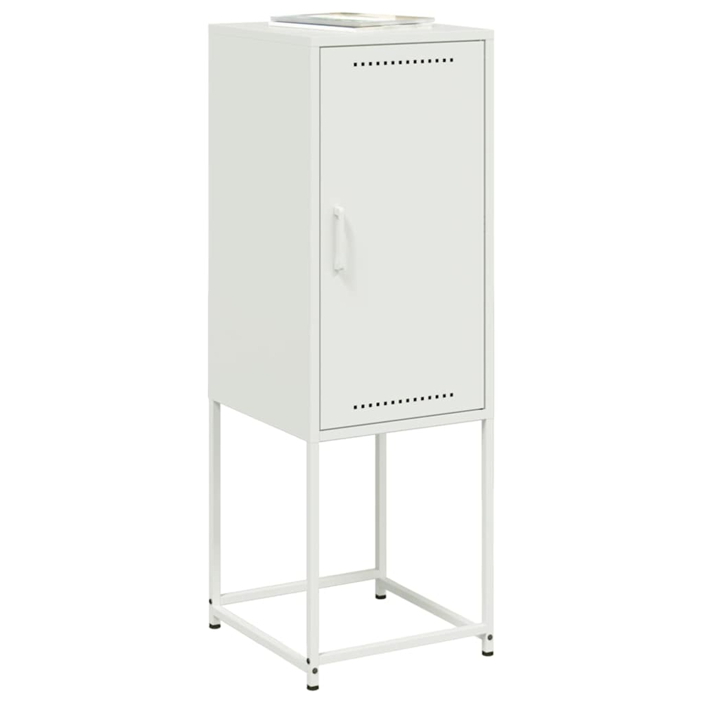 vidaXL Single Door White Steel Highboard Image 4
