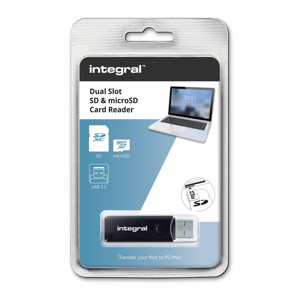 Integral USB 3.0 SD and MSD Dual Slot Card Reader