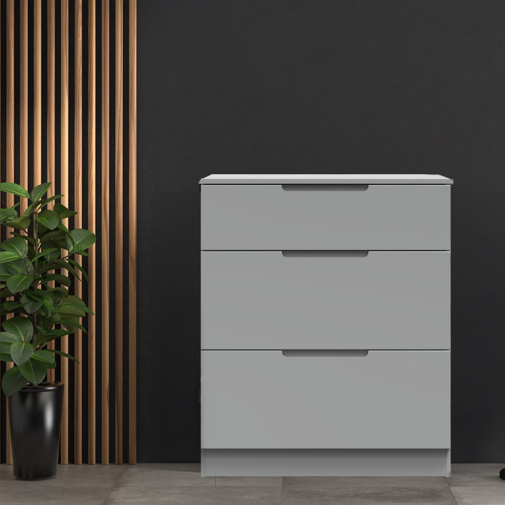 Crowndale Milan 3 Drawer Dusk Grey Deep Chest of Drawers Ready Assembled Image 7