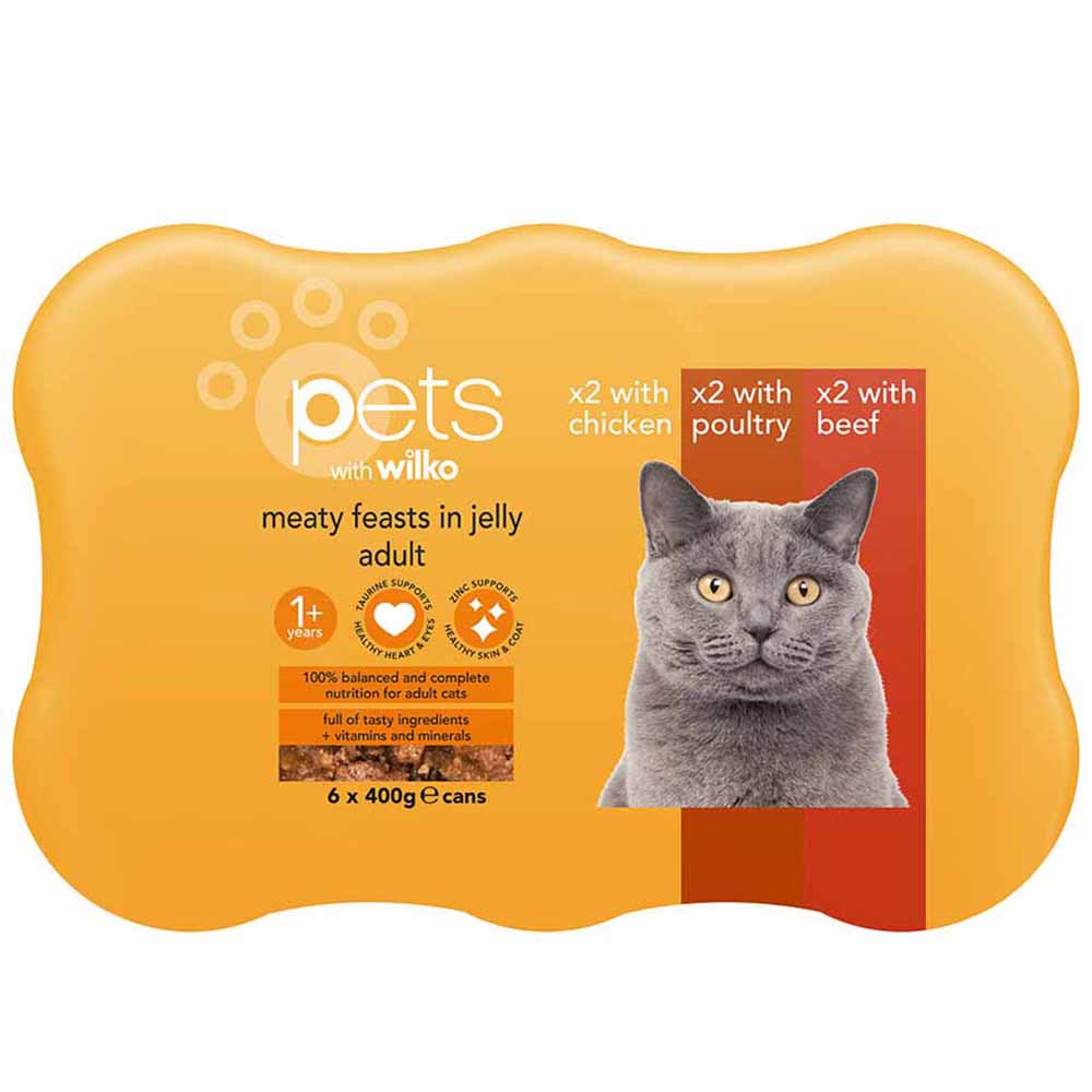 Wilko Meaty Feasts in Jelly Variety Cat Food 6 x 400g Image 1