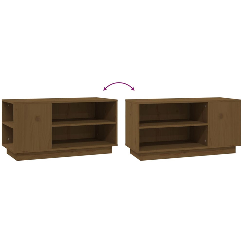 vidaXL 2 Open Shelf Honey Brown Solid Wood Pine TV Cabinet Image 7