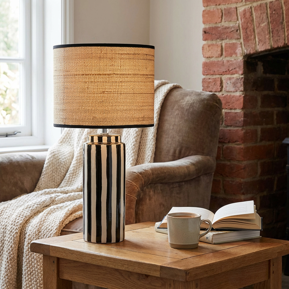 Daleyza Table Lamp - Black, White and Natural Image 4