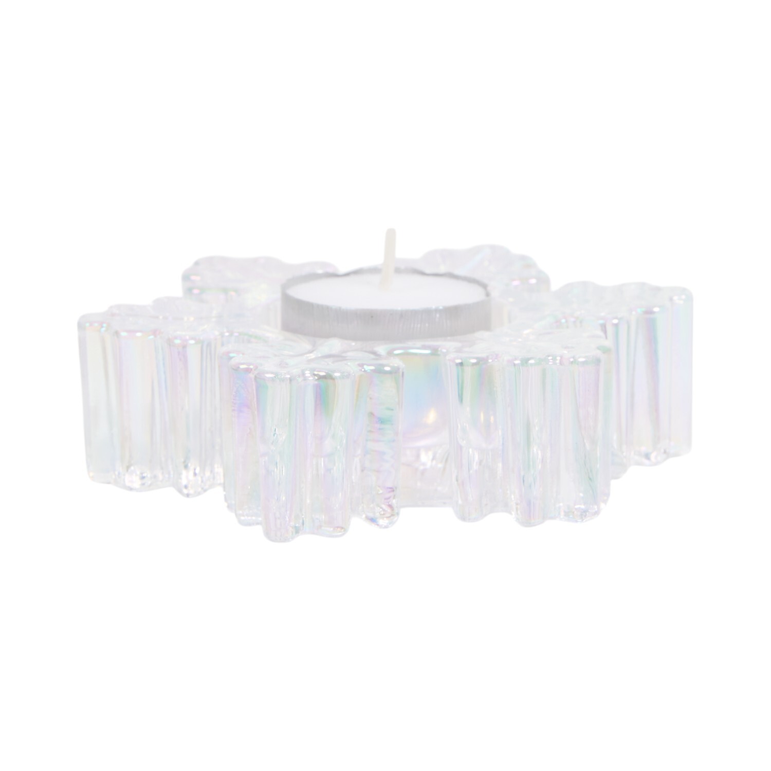 Snowflake Glass Tealight Holder Clear Image 4