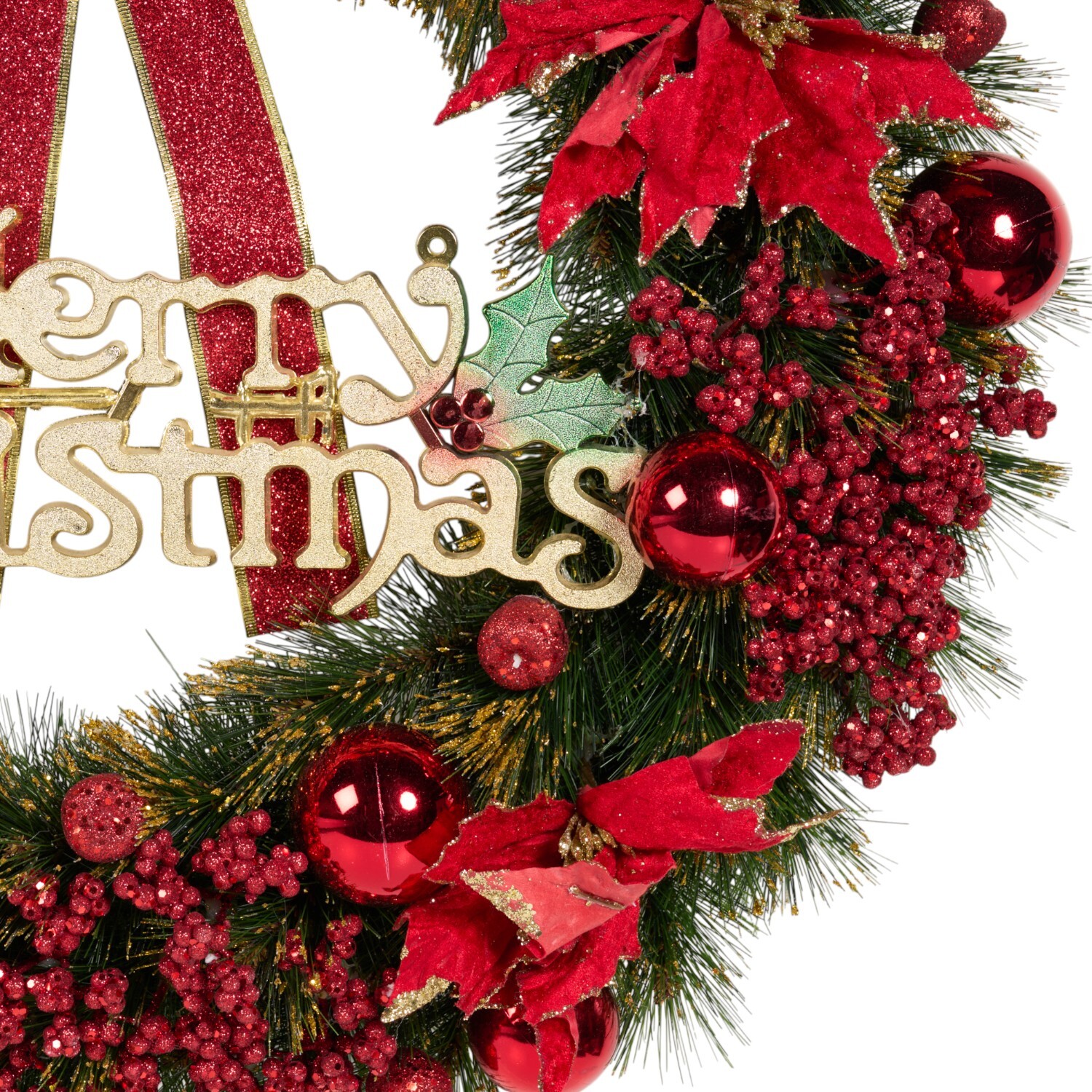 Traditional Merry Christmas Wreath Red Image 2