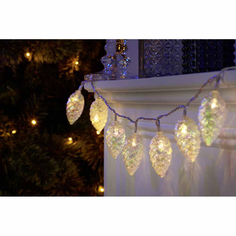 Wilko Battery Operated Iridescent Pine Cones String Lights Image 5