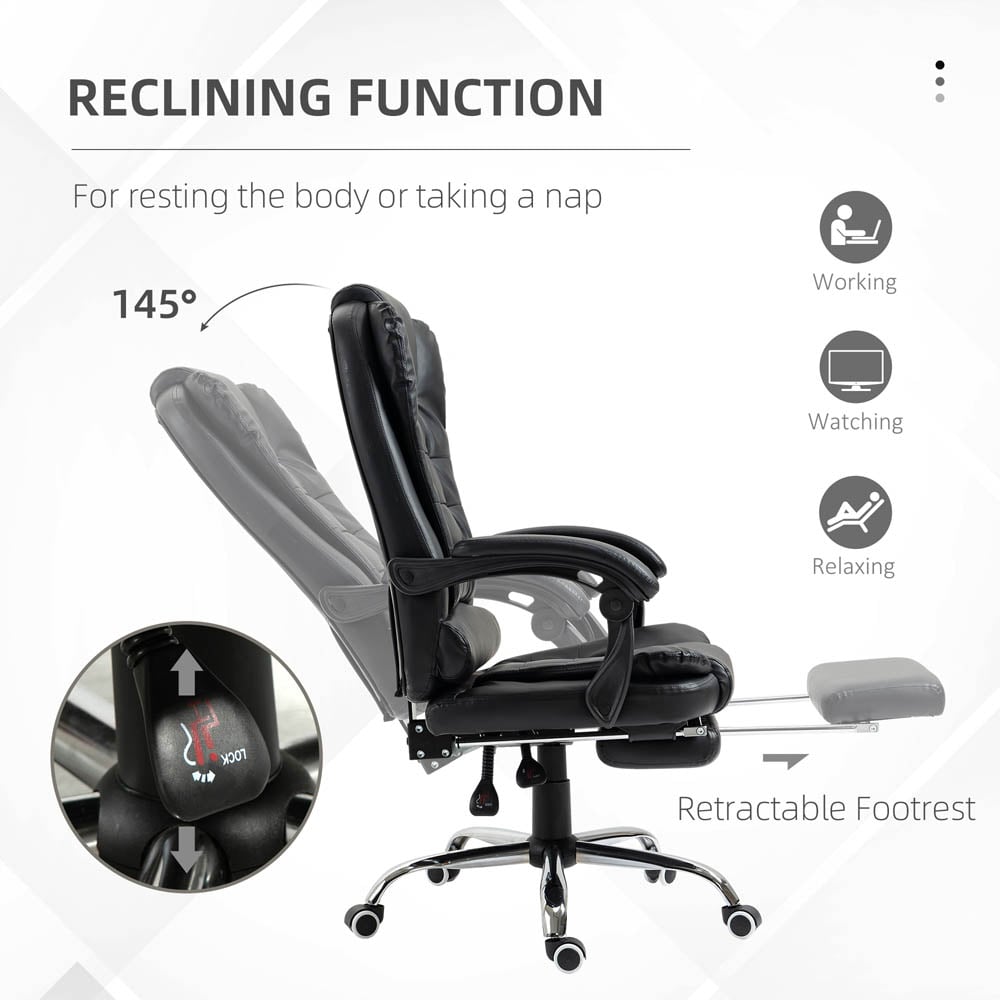 Portland Black PU Leather Tall Back Executive Office Chair Image 5