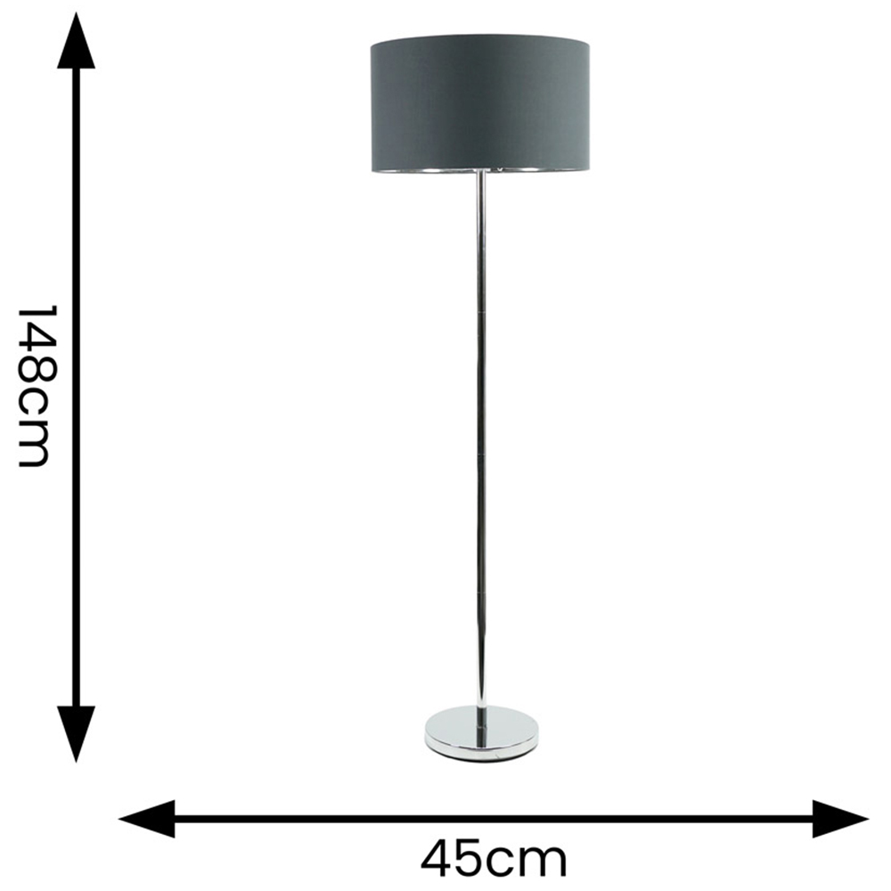 ValueLight Charlie Charcoal Chrome Inner Shade Chrome Stem LED Floor Lamp Image 4