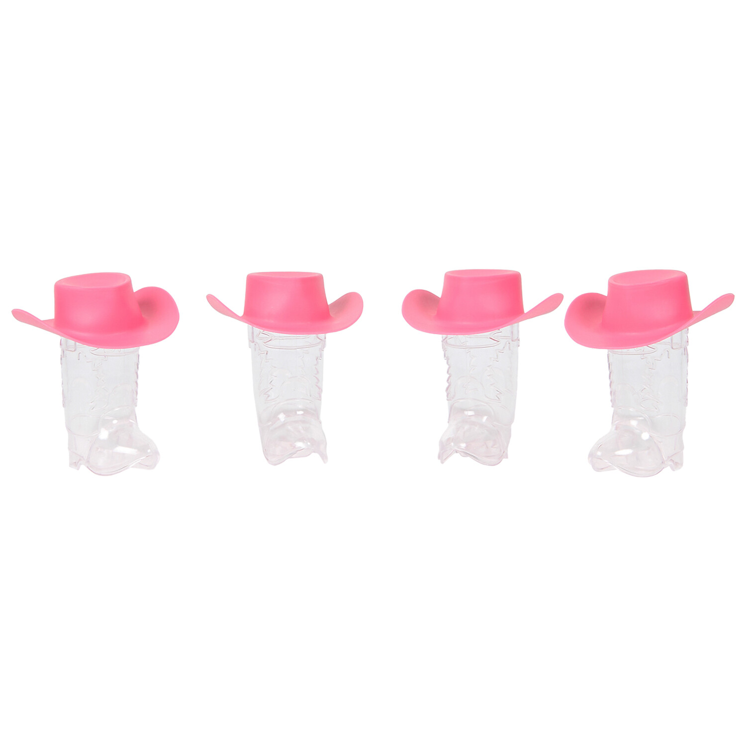 Pack of 4 MY Cowboy Boot Shape Shot Glass - Clear and Pink Image 4