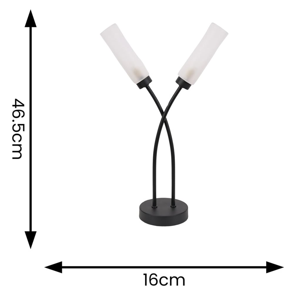 ValueLights Maya 2 Way Matt Black Curved Crossover Reed Shaded LED Table Lamp Image 7