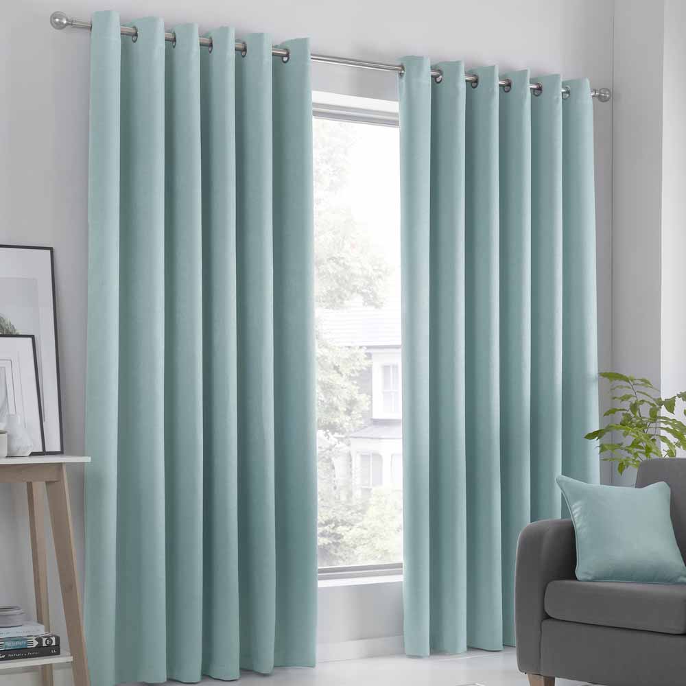 Strata Eyelet Curtain Duck Egg W 167cm x D 183cm 100% Polyester with Metal Eyelets  - wilko