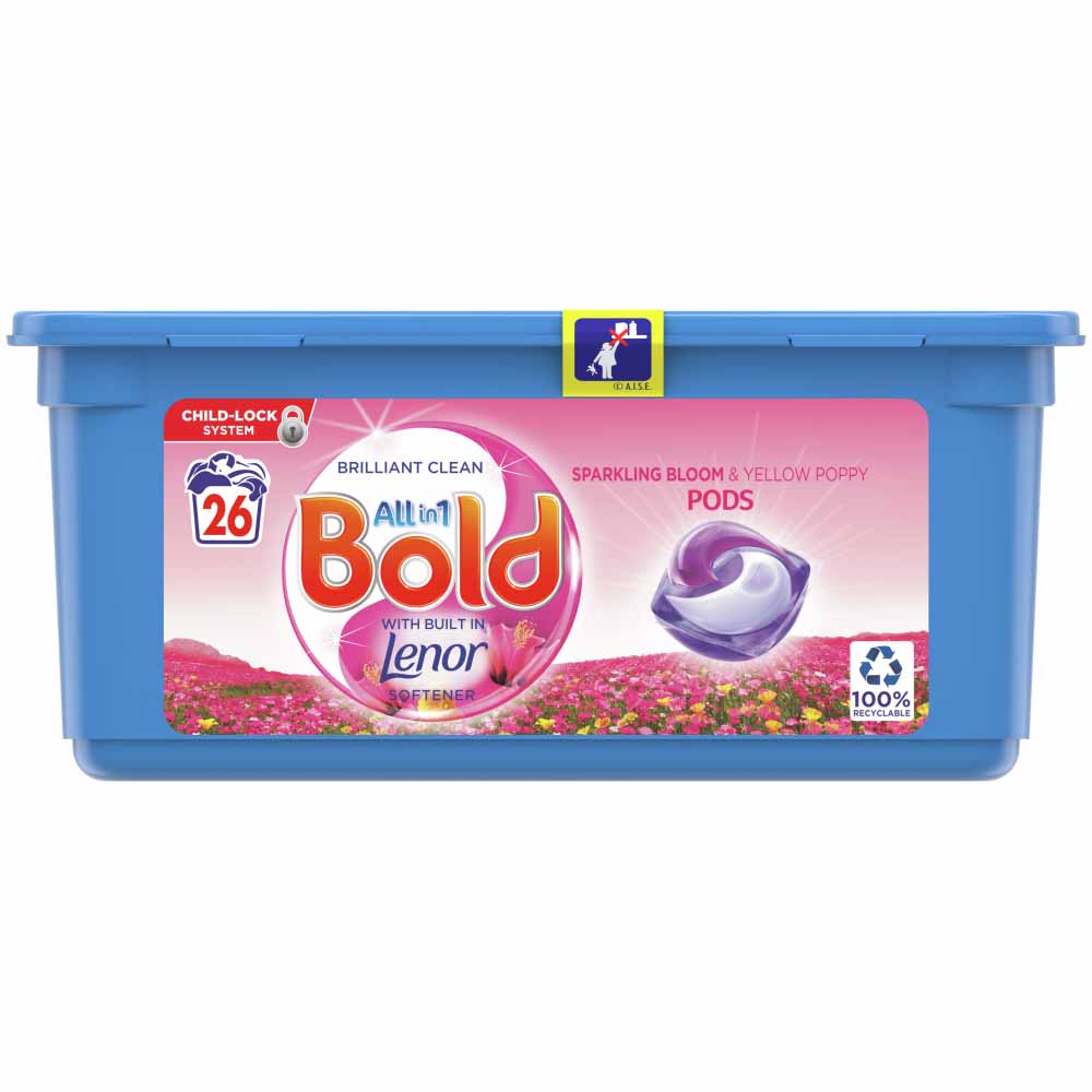 Bold All-in-1 Pods Sparkling Bloom Washing Liquid Capsules 26 Washes Image 1