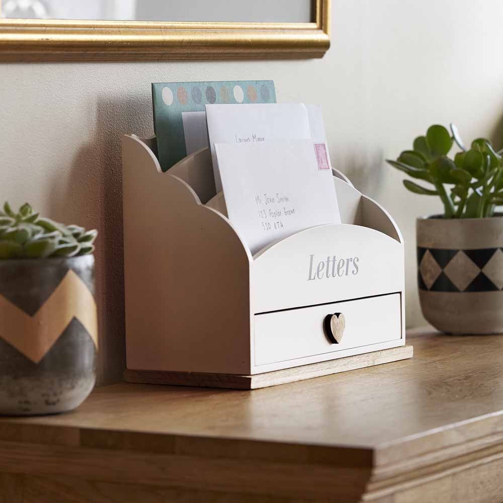 Wilko Heart Letter Rack with Drawer Wilko
