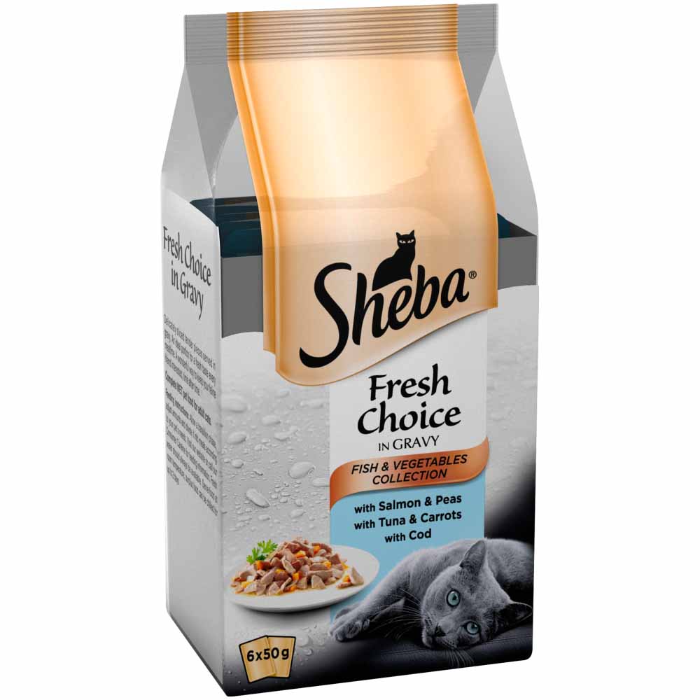Sheba Fresh Pouch Cat Food Mixed Vegetables Selection in Gravy 6 x 50g Image 2