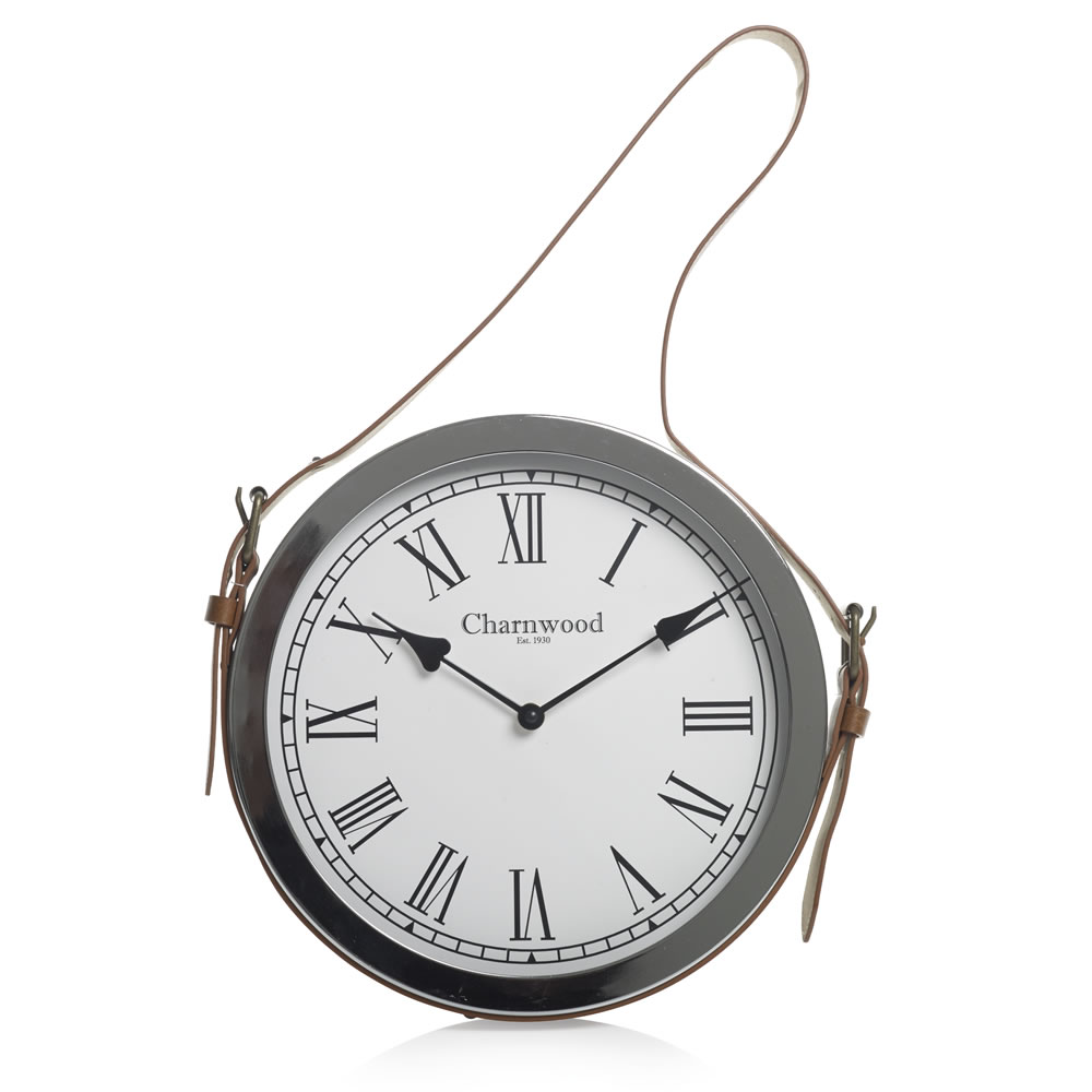 Wilko Faux Leather Handle Wall Clock Image