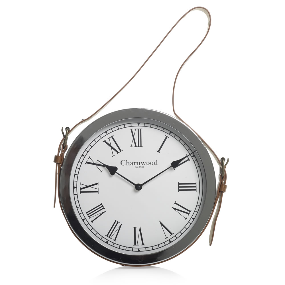 Wilko Faux Leather Handle Wall Clock Wilko