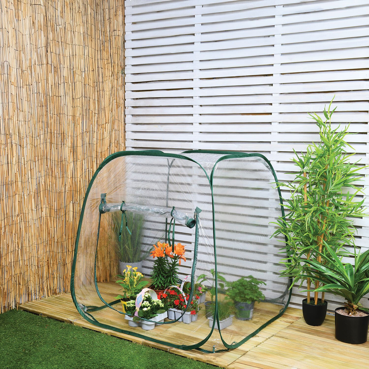 PVC Pop Up Grow House - Clear and Green Image
