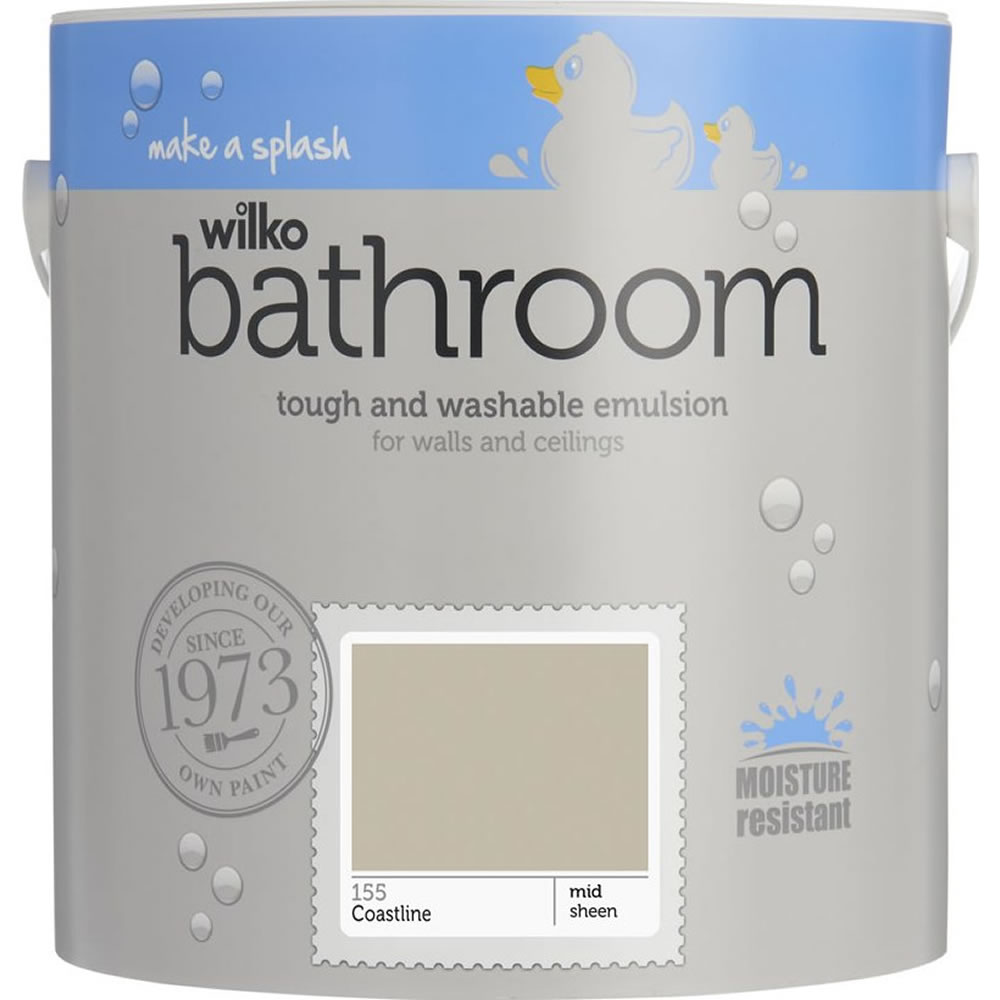 Wilko Bathroom Coastline Mid Sheen Emulsion Paint 2.5L Image 1