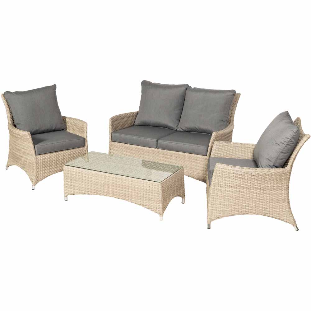 Royalcraft Lisbon Rattan Deluxe 4 Seater Lounging Dining Set Cream Image 4