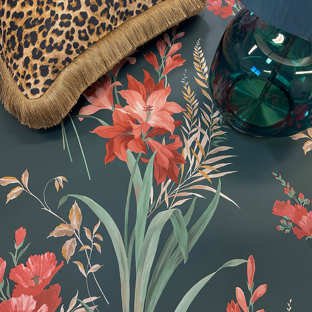 Belgravia Decor Thalia Teal Wallpaper Image 4