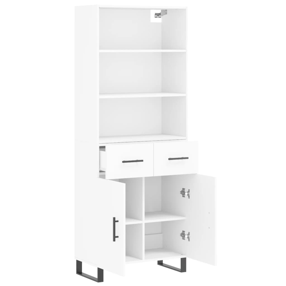 vidaXL 2 Door 2 Drawer 3 Shelf White Highboard Image 4
