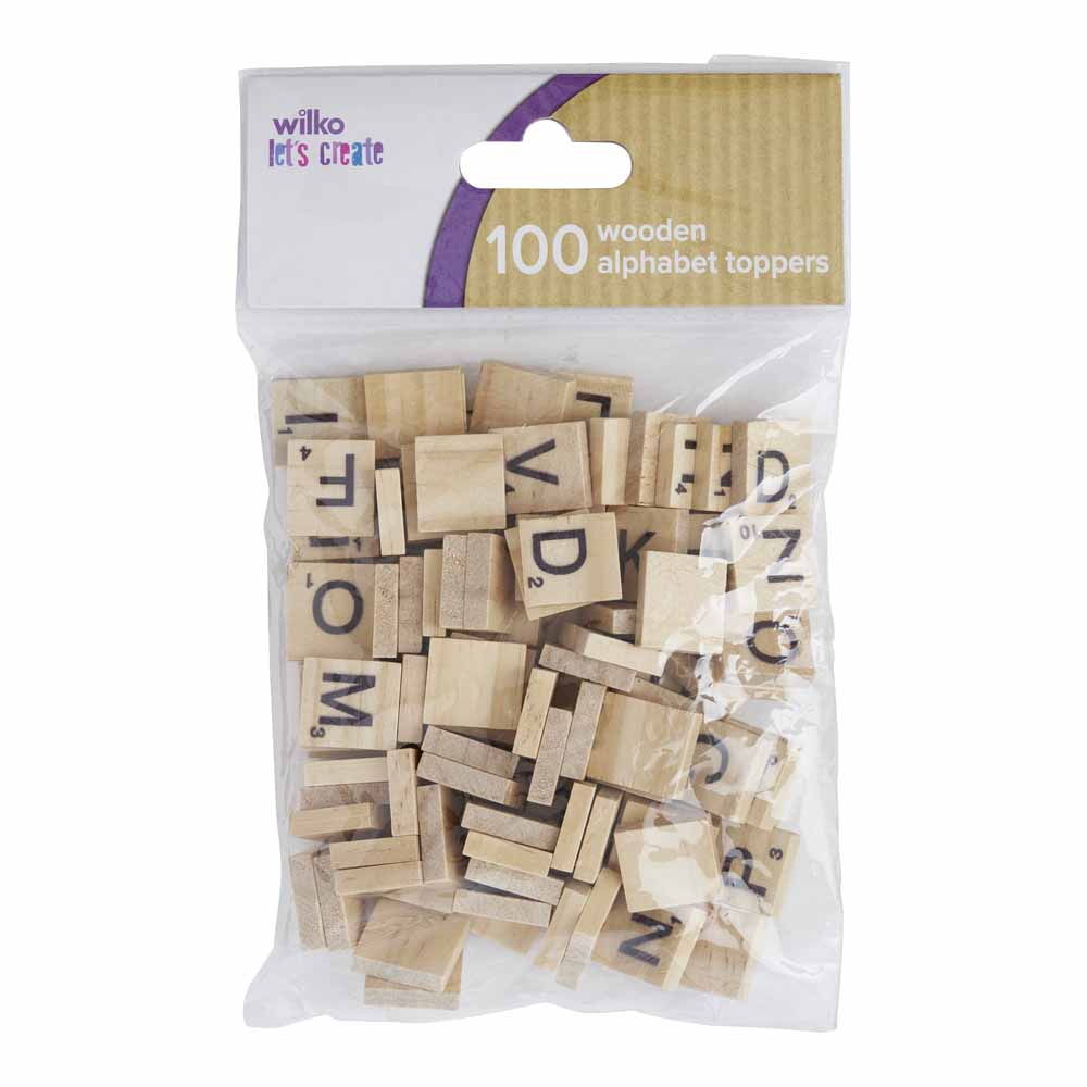 Wilko Wooden Alphabet Toppers 100 pack Image 2
