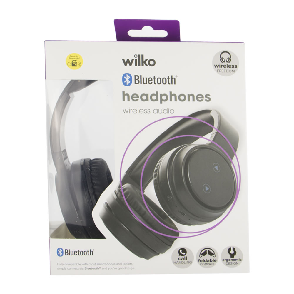 Wilko Black Wireless Bluetooth Headphones Image 1