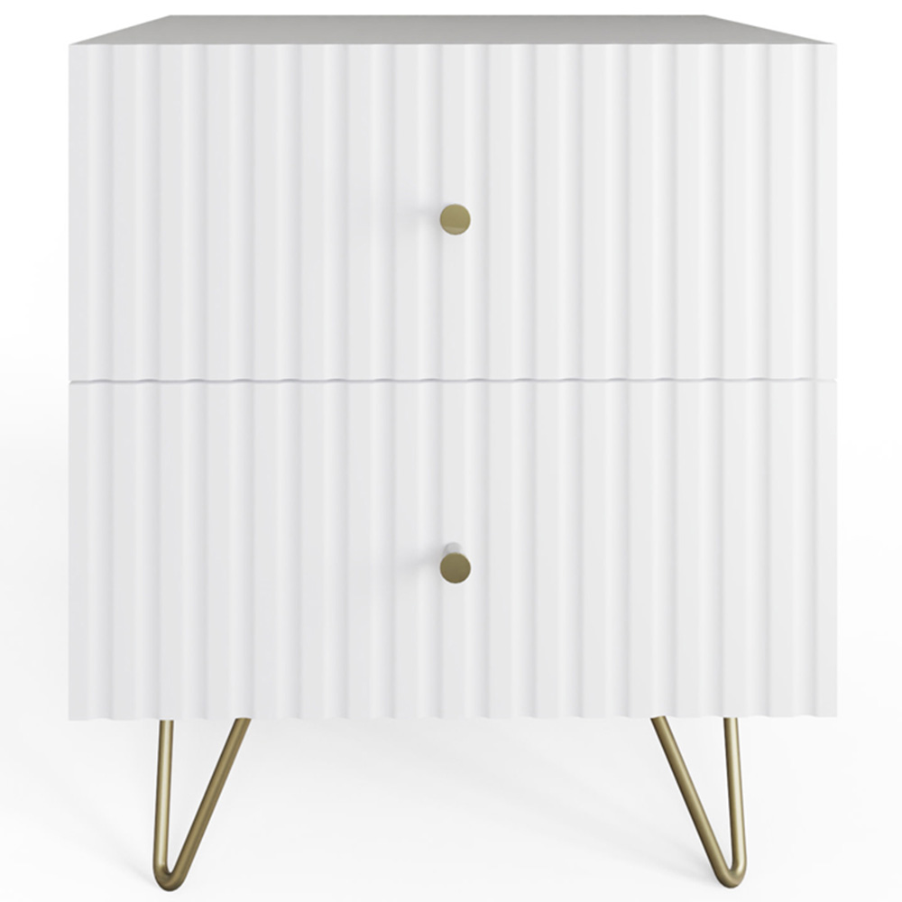 GFW Thalia 2 Drawer White Bedside Table Set of 2 Image 7