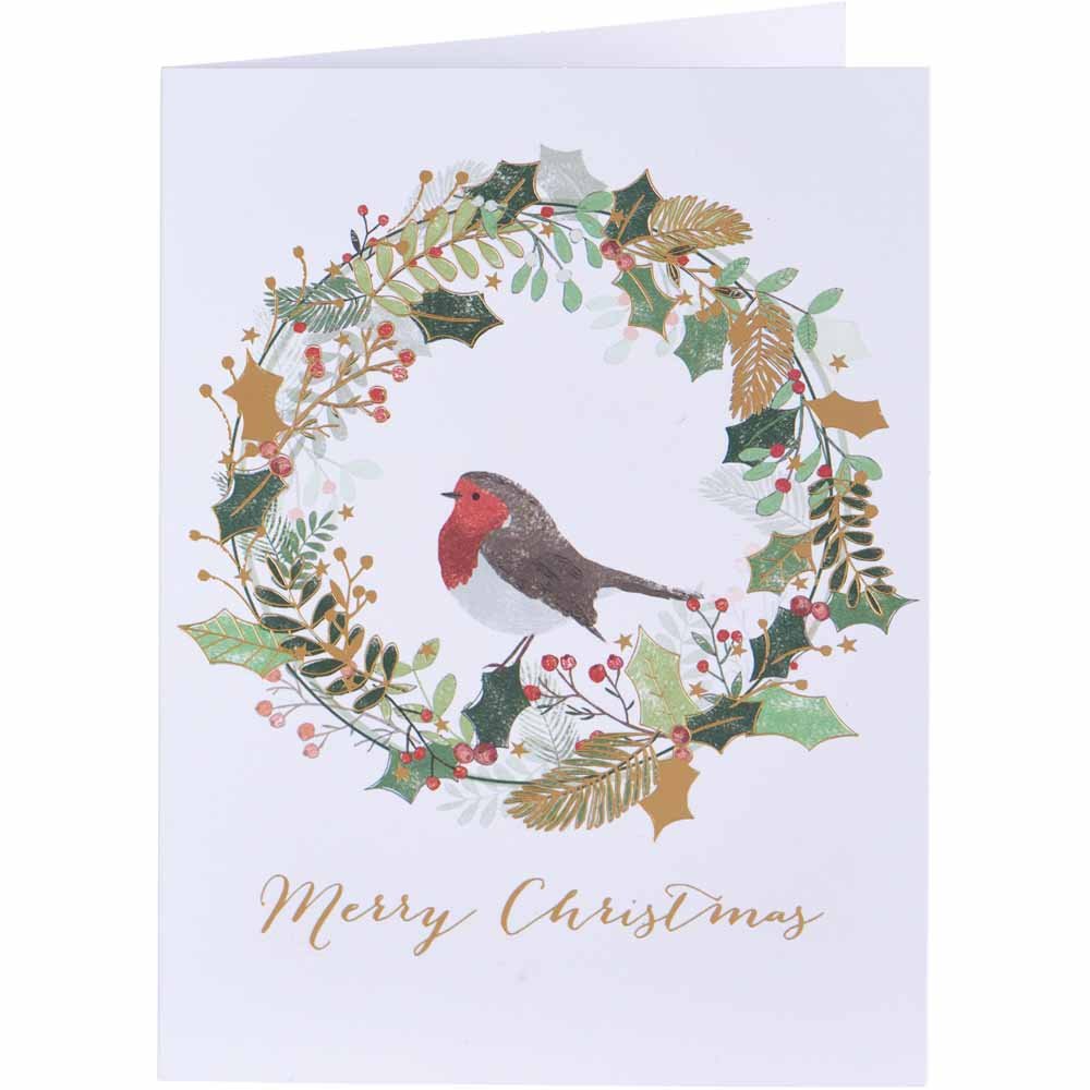 Wilko Robin Duo Christmas Cards 16 Pack Image 3
