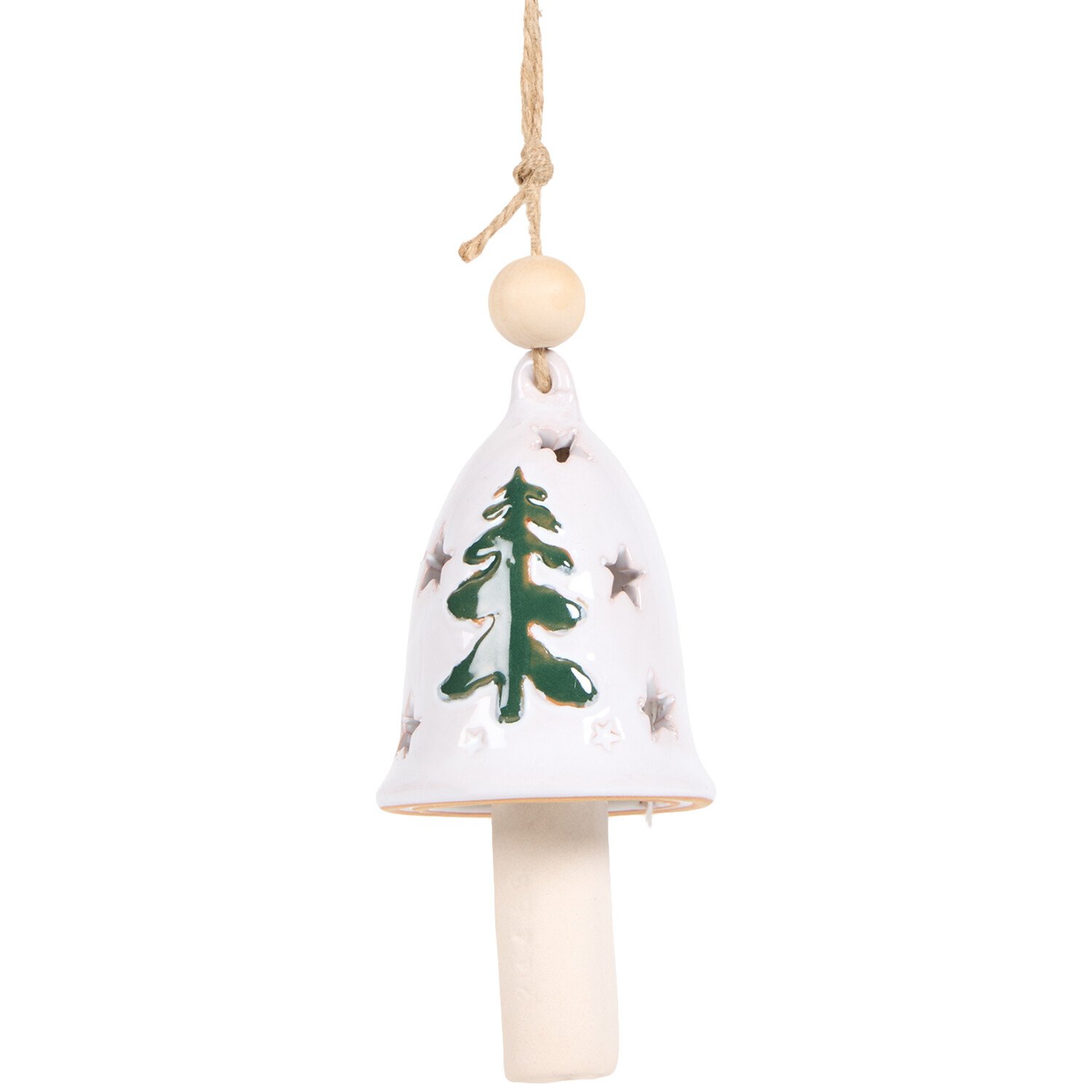 Hanging Ceramic Christmas Bell Red or White Image 5