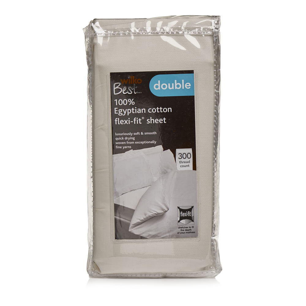 Wilko Best 100% Egyptian Cotton Cream Double Fitted Sheet Image 1