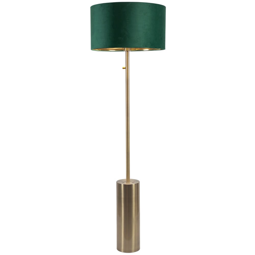 ValueLight Lexy Forest Green Velvet Gold Inner Shade Gold Dimmable LED Floor Lamp Image 1
