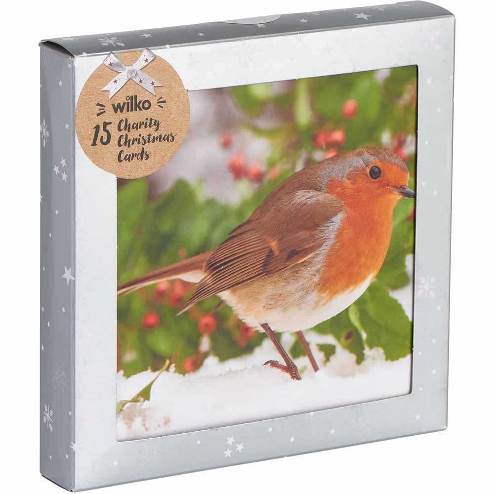 Wilko Robin Christmas Cards 15 Pack Image 1