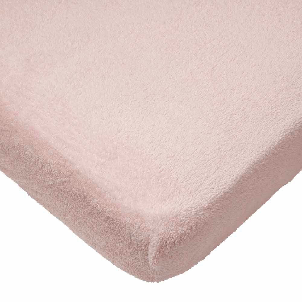 Wilko Double Blush Soft Teddy Fitted Sheet Image 1
