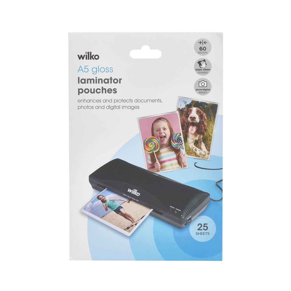Wilko A5 Laminator Pouches 25 pack Image
