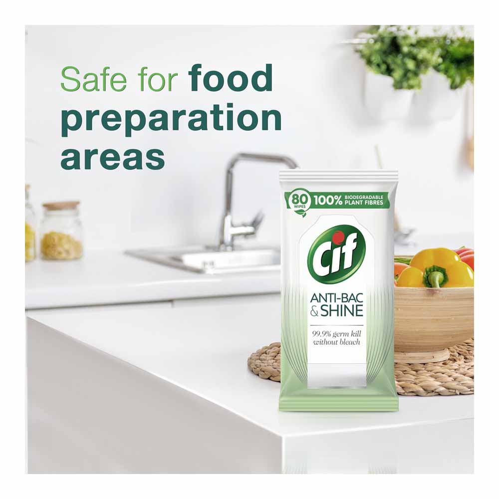 Cif Bio Anti Bacterial and Shine Multi Purpose Wipes 80 Pack Image 4