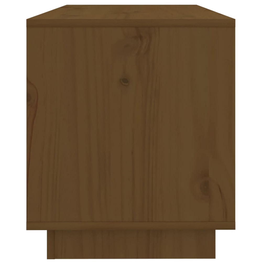 vidaXL 2 Drawer Single Shelf Honey Brown Solid Wood Pine TV Cabinet Image 5