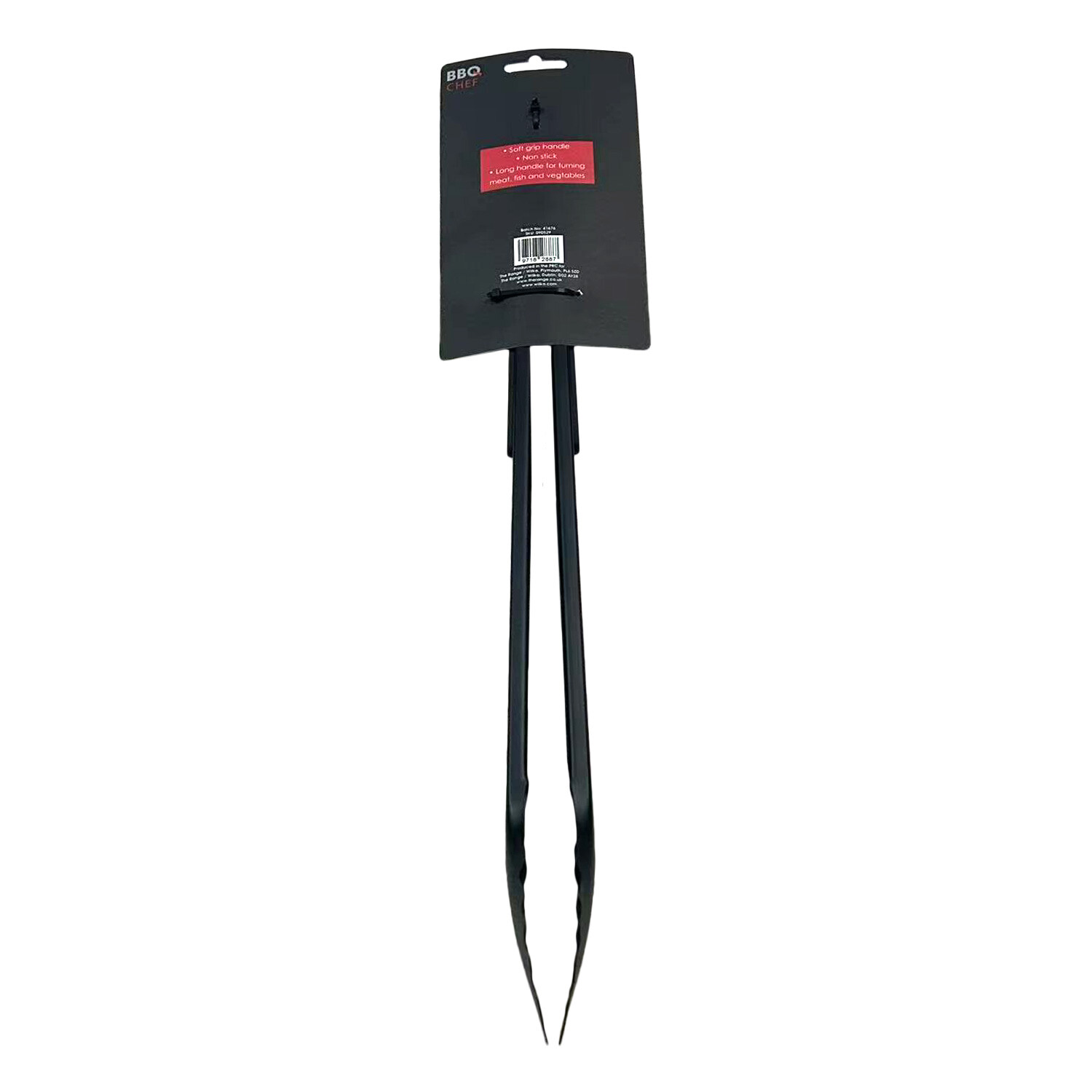 BBQ Tong with TPR handle - Black Image 2