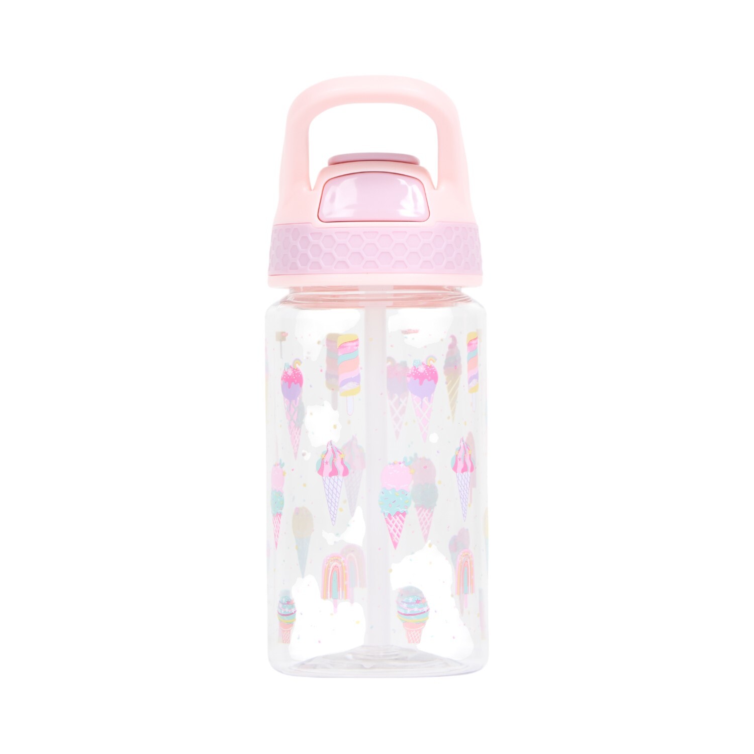 Kids Flip Top Bottle with Straw Pink Image 3